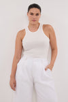 NINA WHITE RACER KNIT TANK