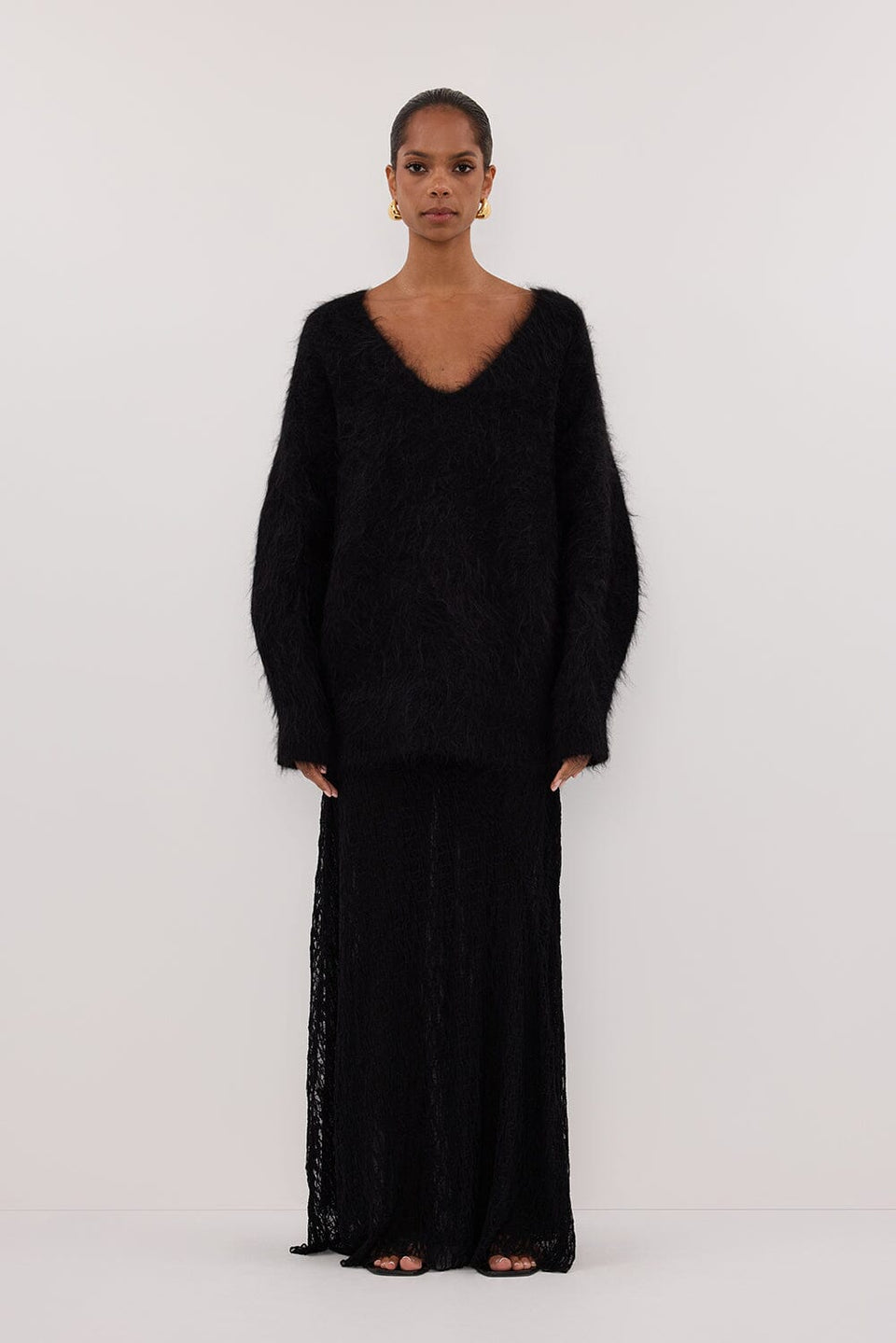 SALMA BLACK V NECK JUMPER Clothing DISSH Boutiques S BLACK 