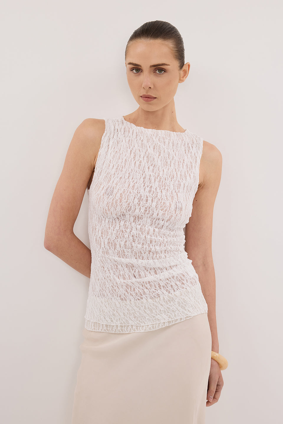 LIZZIE WHITE SLEEVELESS LACE TOP - PRE ORDER Clothing DISSH Boutiques 