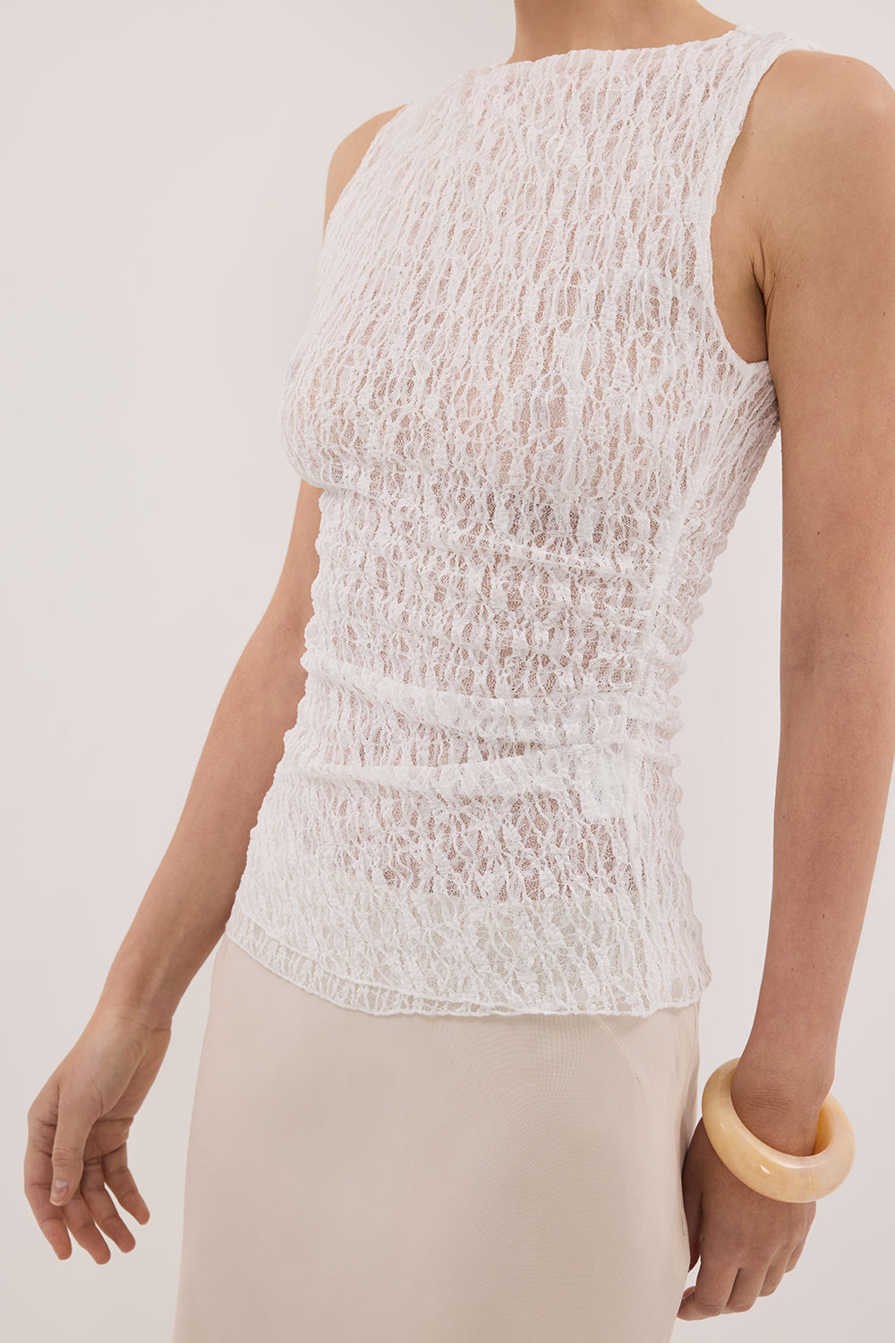 LIZZIE WHITE SLEEVELESS LACE TOP - PRE ORDER Clothing DISSH Boutiques 