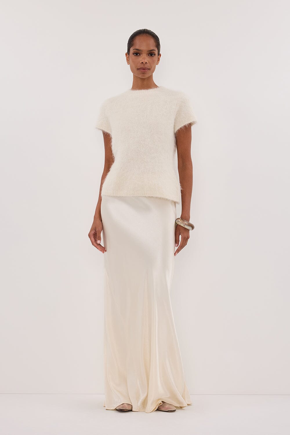 SALMA IVORY CAP SLEEVE KNIT TOP Clothing DISSH Boutiques 