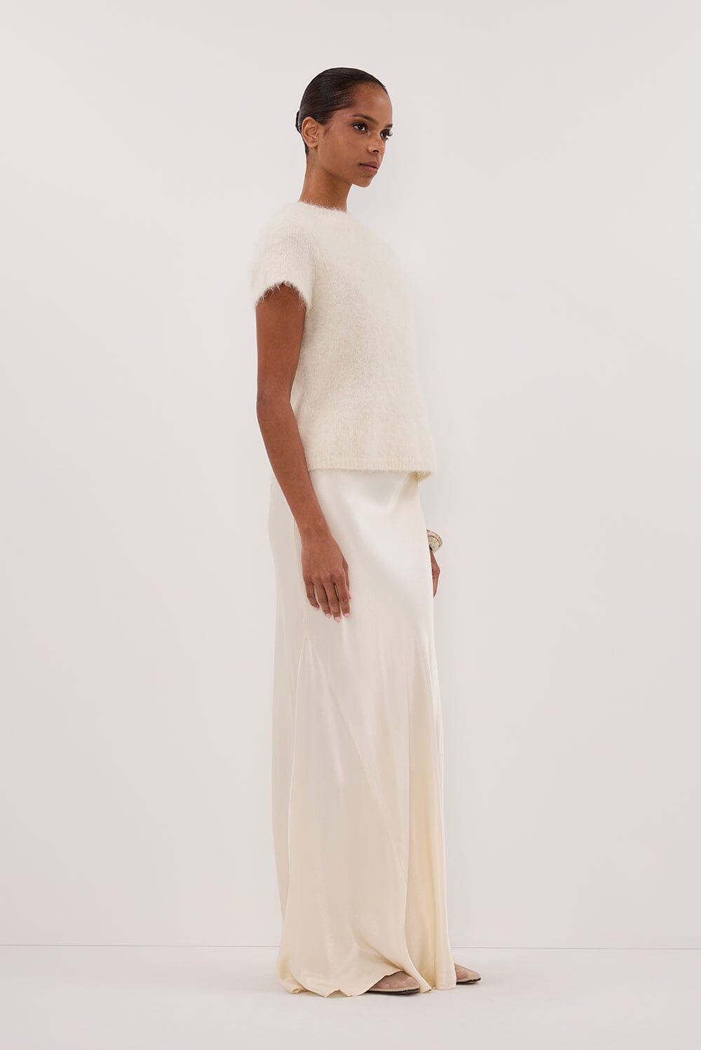 SALMA IVORY CAP SLEEVE KNIT TOP Clothing DISSH Boutiques 