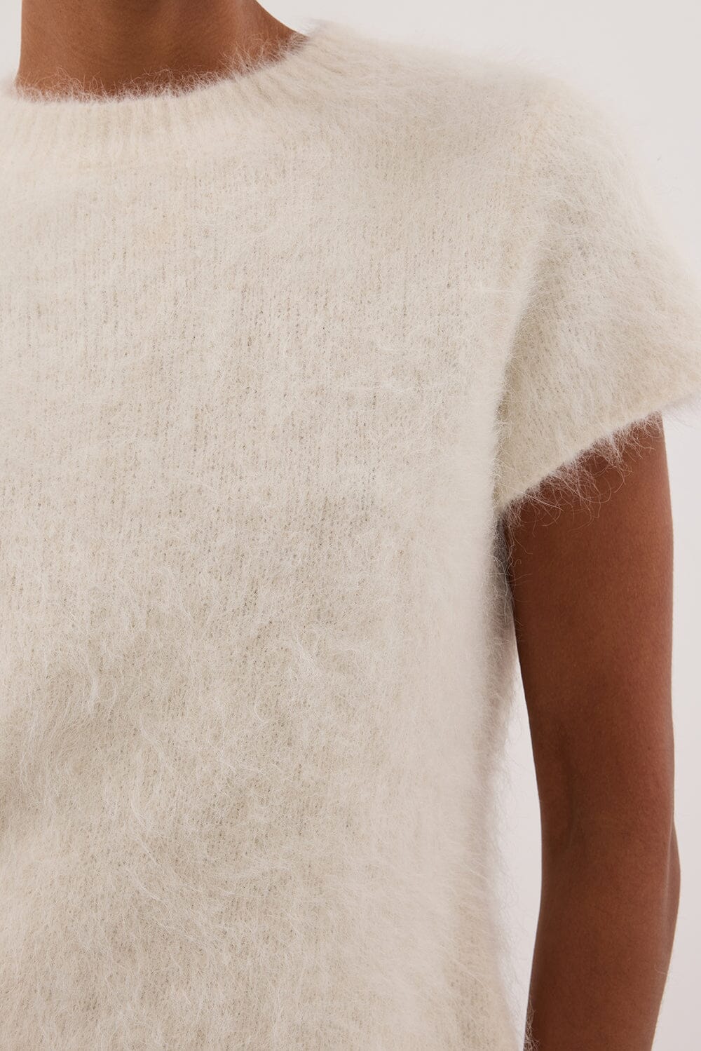 SALMA IVORY CAP SLEEVE KNIT TOP Clothing DISSH Boutiques 