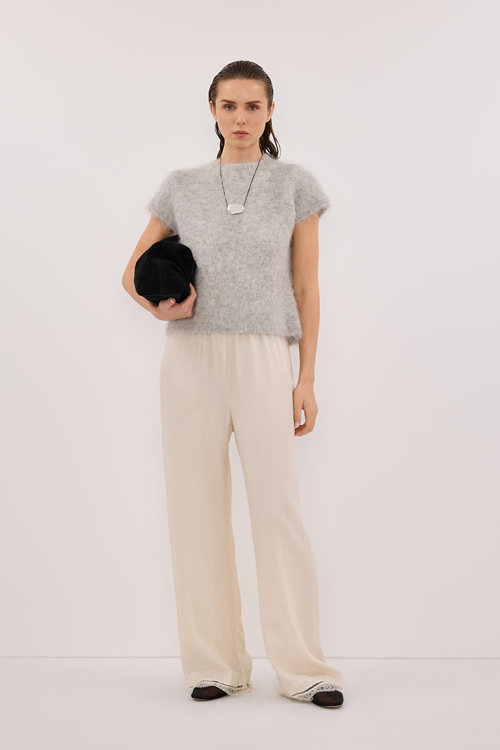 SALMA SILVER CAP SLEEVE KNIT TOP Clothing DISSH Boutiques 
