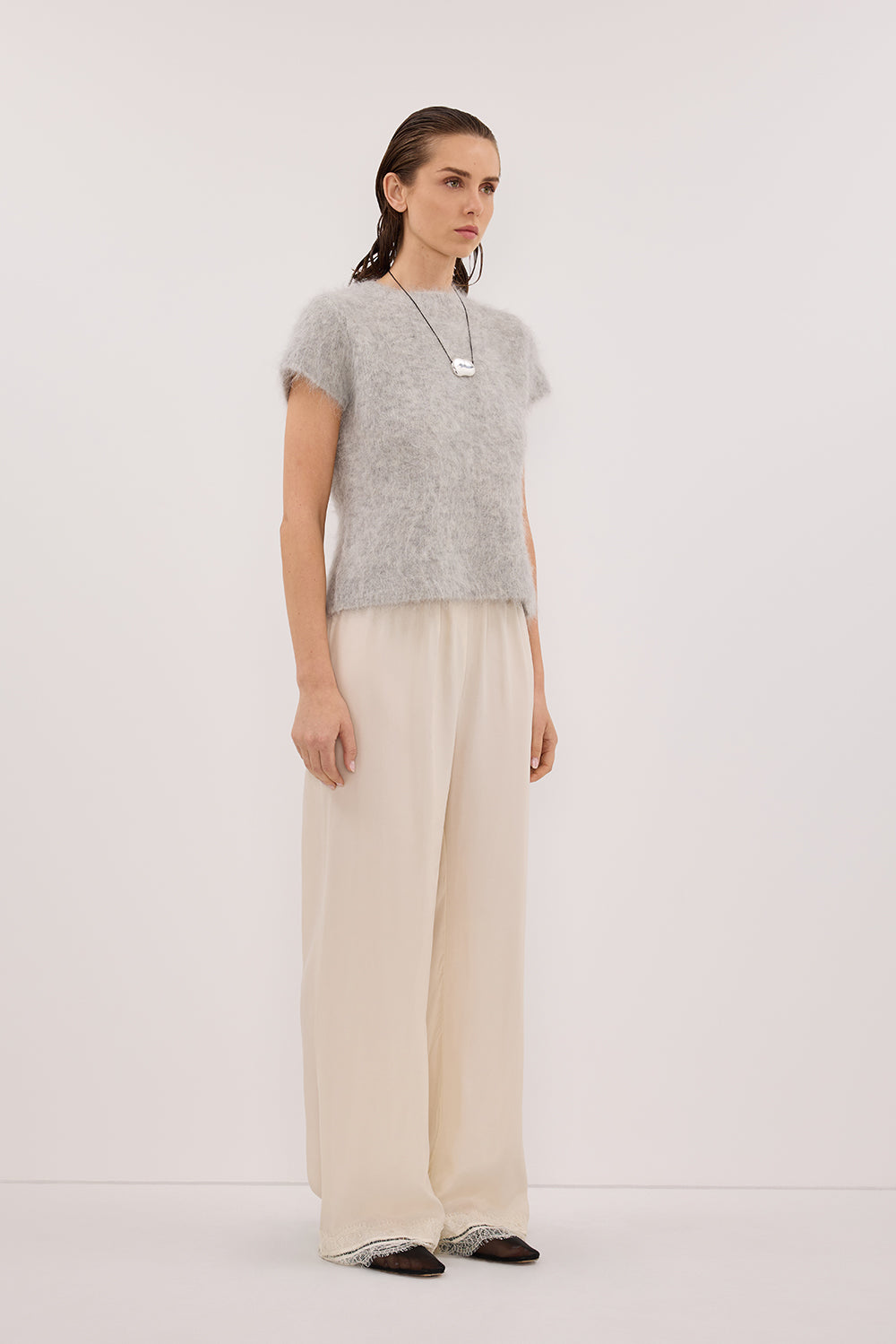 SALMA SILVER CAP SLEEVE KNIT TOP Clothing DISSH Boutiques 