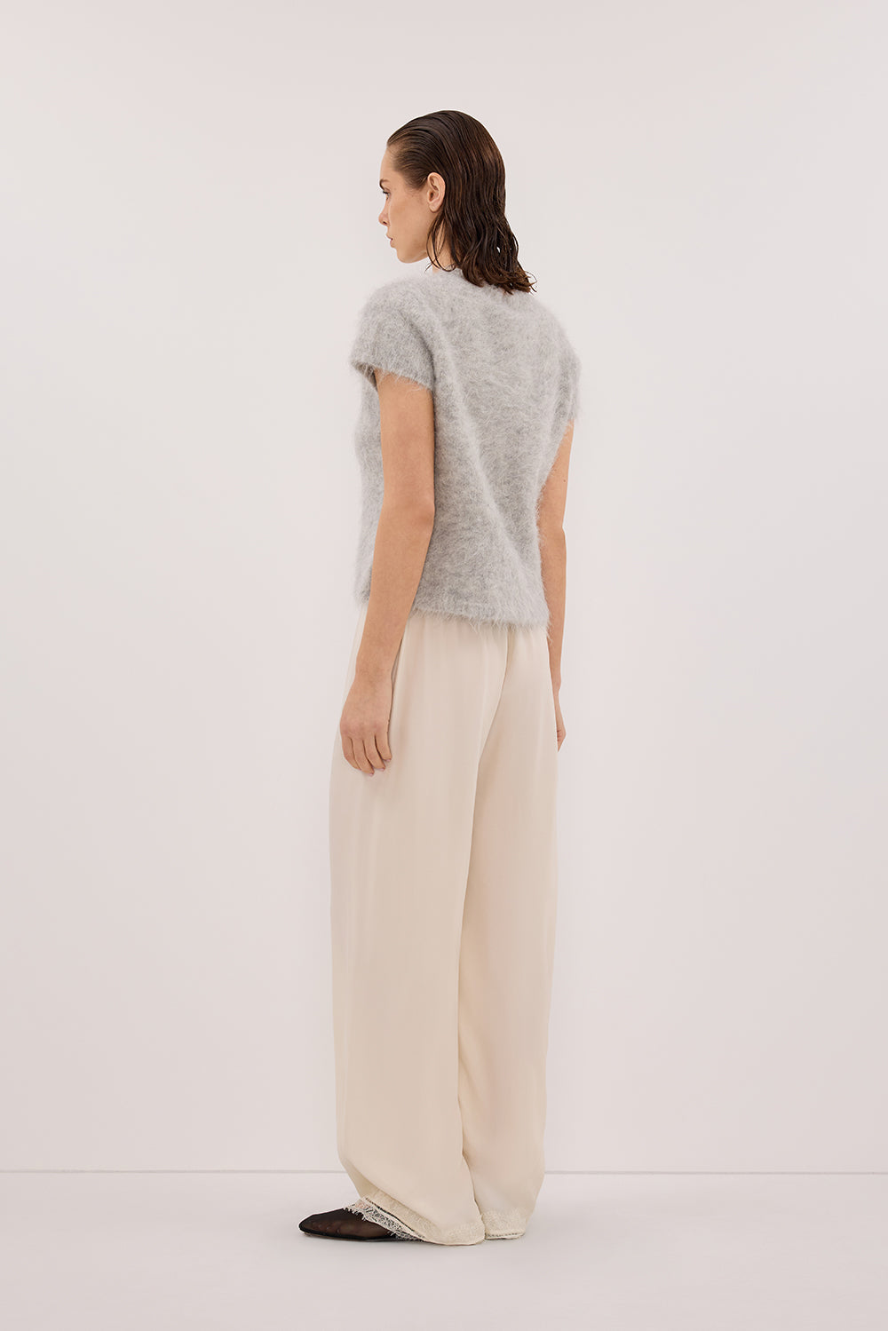 SALMA SILVER CAP SLEEVE KNIT TOP Clothing DISSH Boutiques 