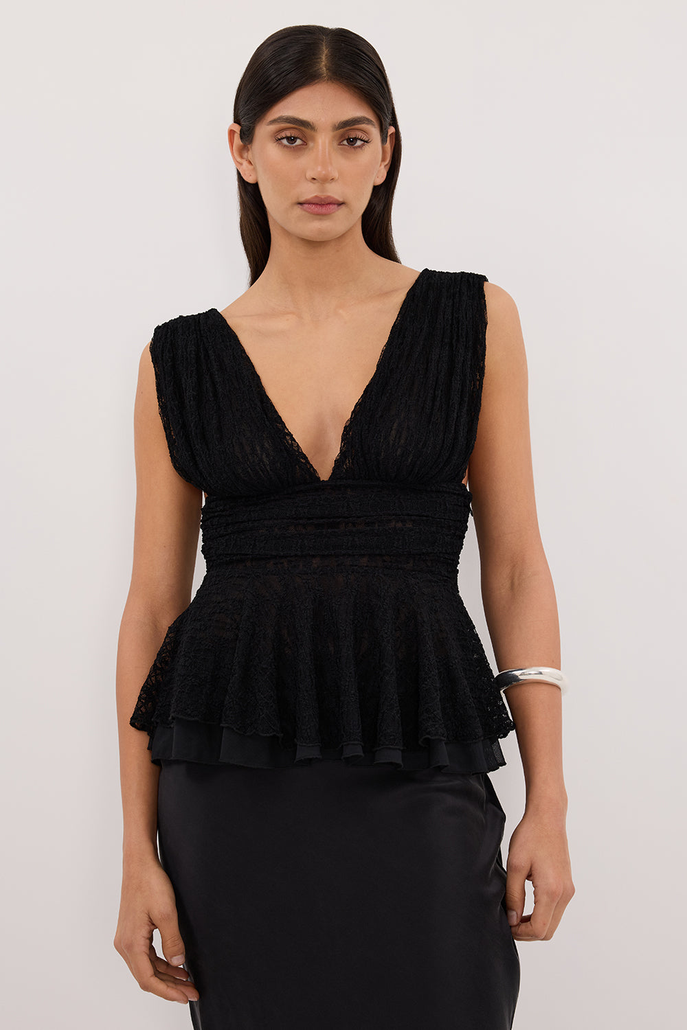 LIZZIE BLACK LACE PEPLUM TOP Clothing DISSH Boutiques 