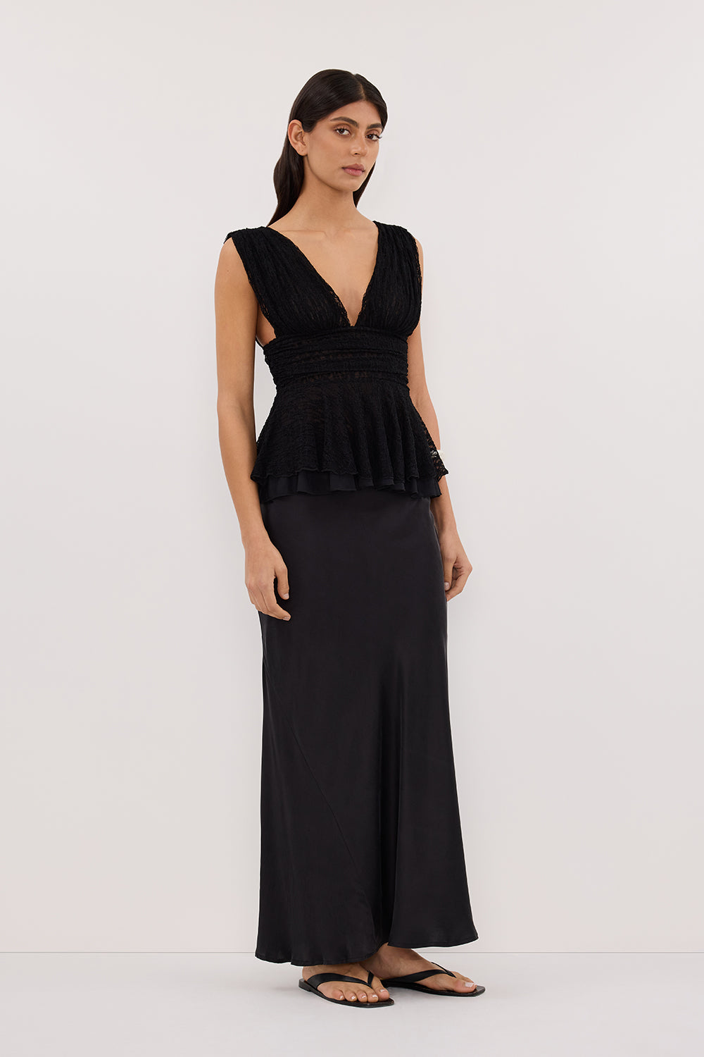 LIZZIE BLACK LACE PEPLUM TOP Clothing DISSH Boutiques 