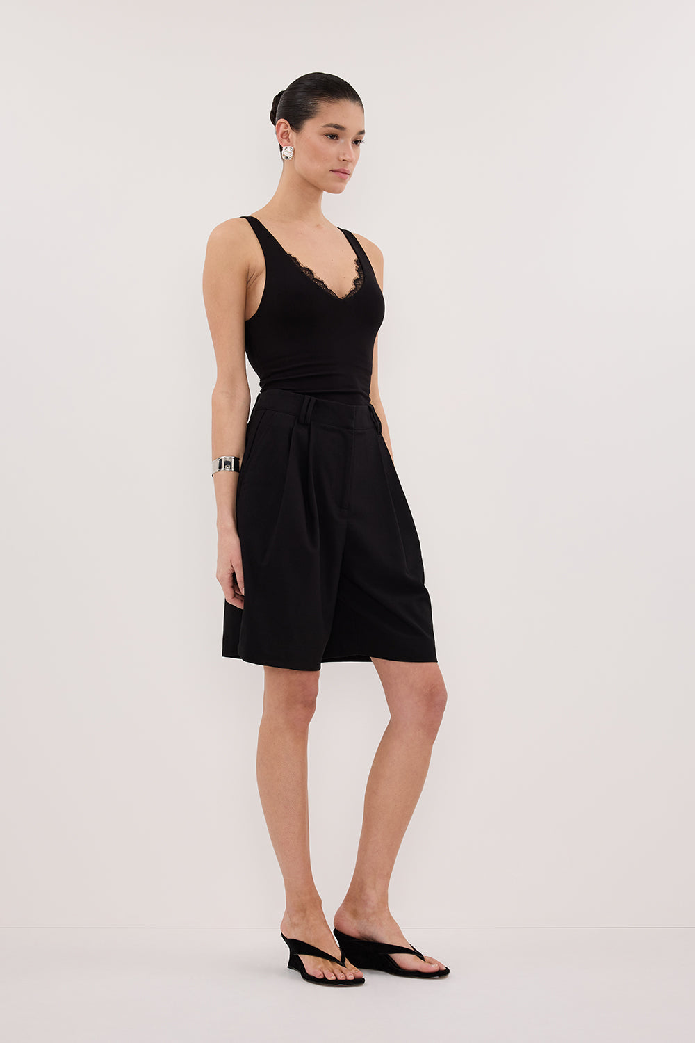 REBECCA BLACK LACE TRIM KNIT TANK Clothing DISSH Boutiques 