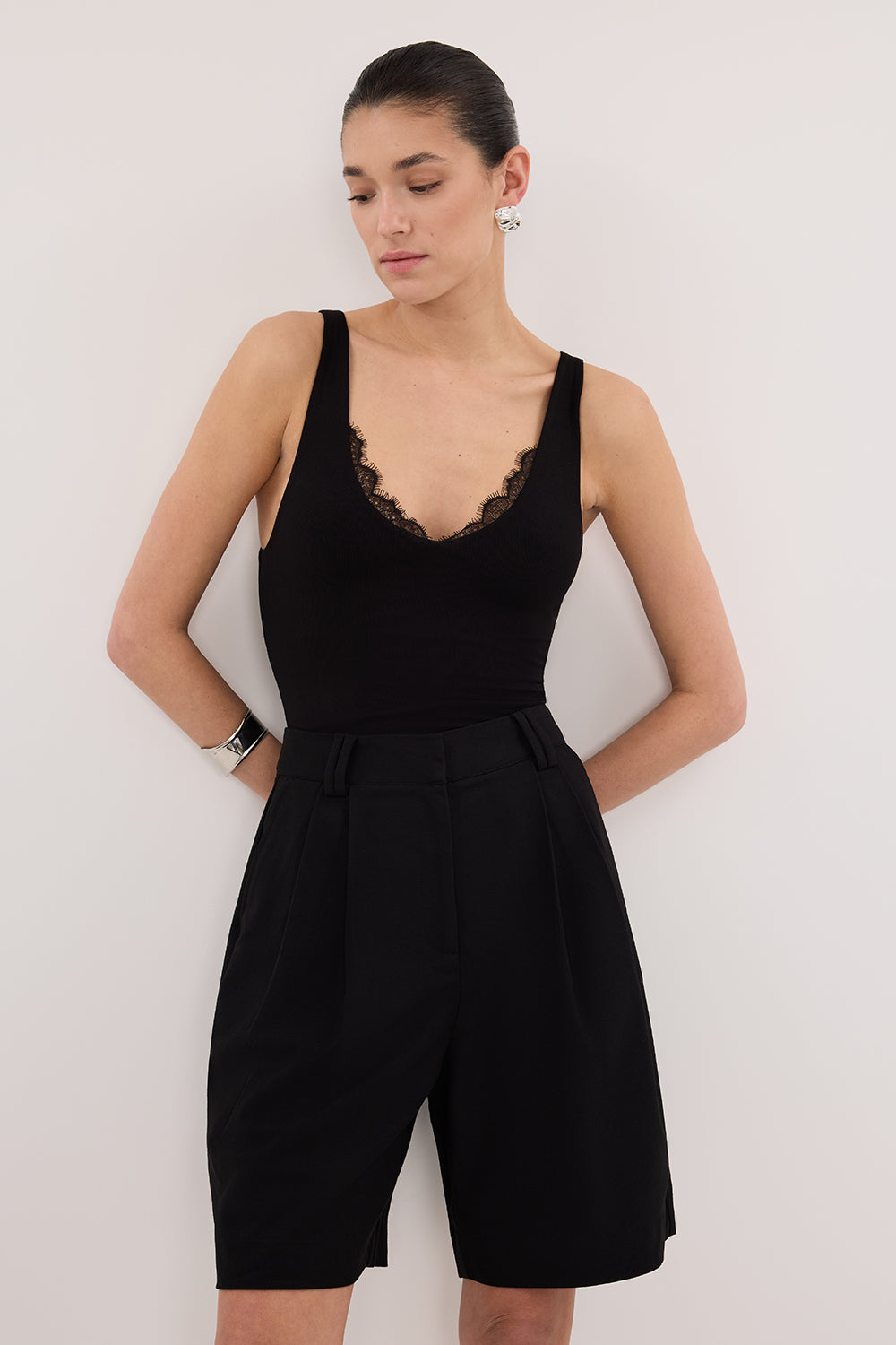 REBECCA BLACK LACE TRIM KNIT TANK Clothing DISSH Boutiques 