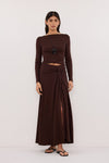 HADLEY CHOC LONG SLEEVE TWIST TOP
