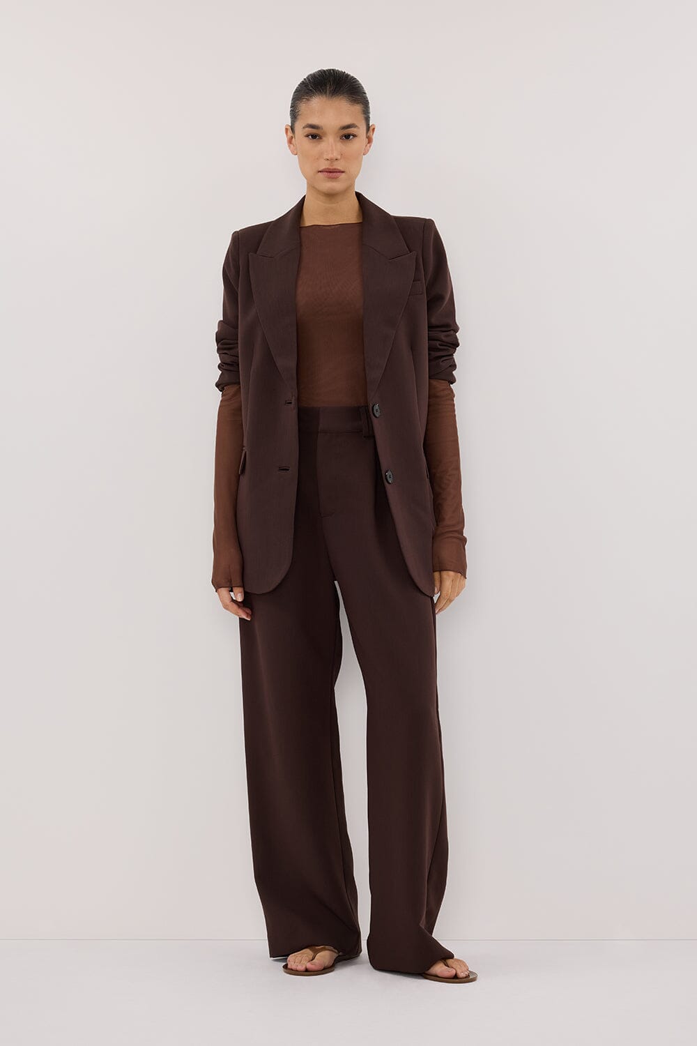 NYRA CHOC MESH LONG SLEEVE TOP Clothing DISSH Boutiques 