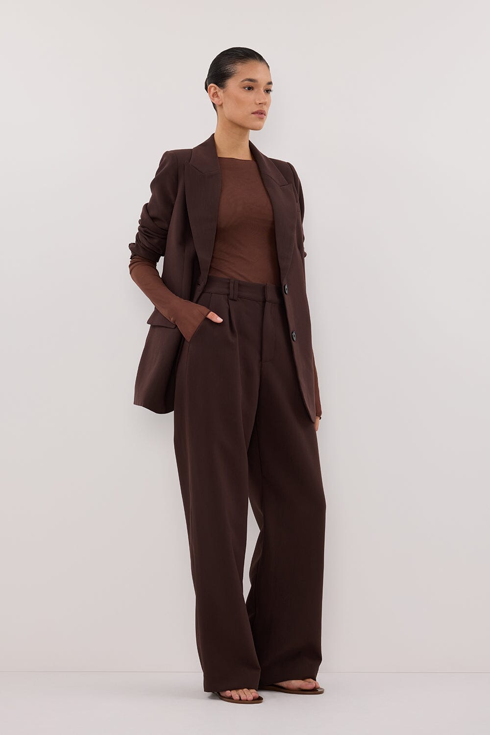 NYRA CHOC MESH LONG SLEEVE TOP Clothing DISSH Boutiques 