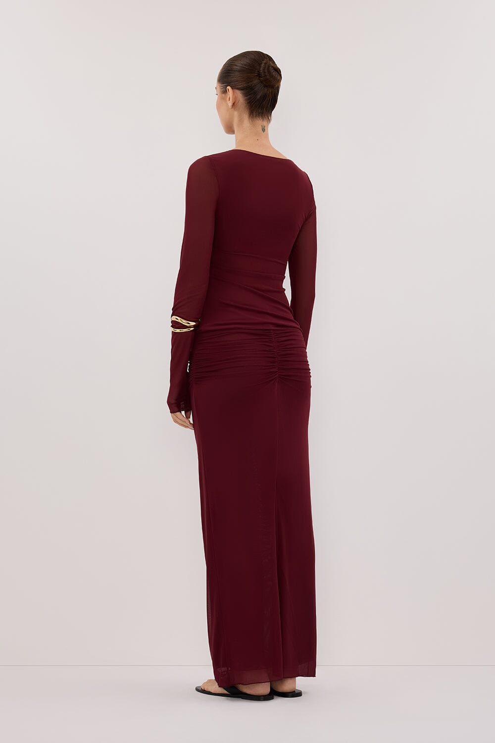 NYRA WINE LONG SLEEVE MESH TOP Clothing DISSH Boutiques 