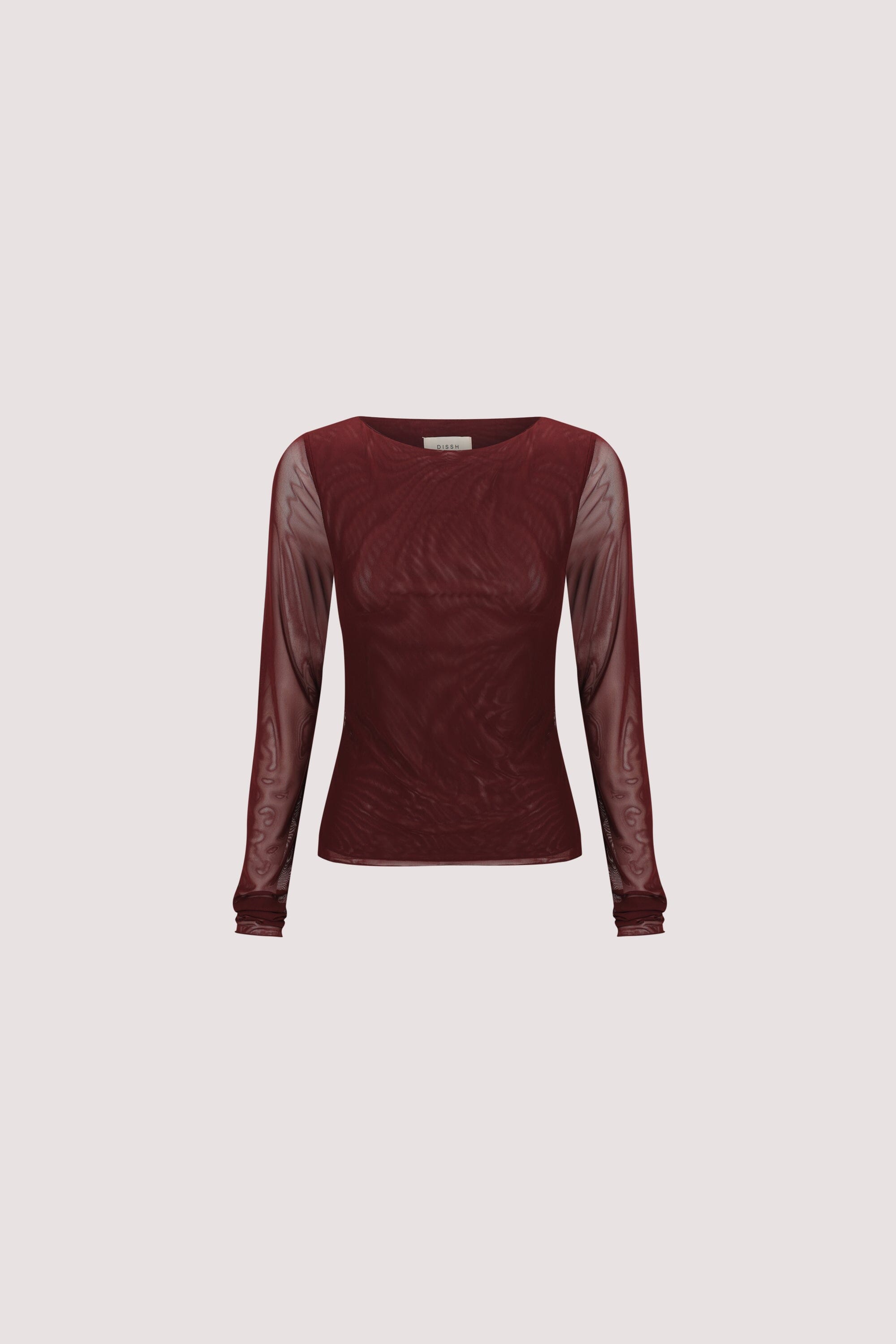 NYRA WINE LONG SLEEVE MESH TOP
