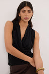 FELICITY BLACK SLEEVELESS WRAP TOP