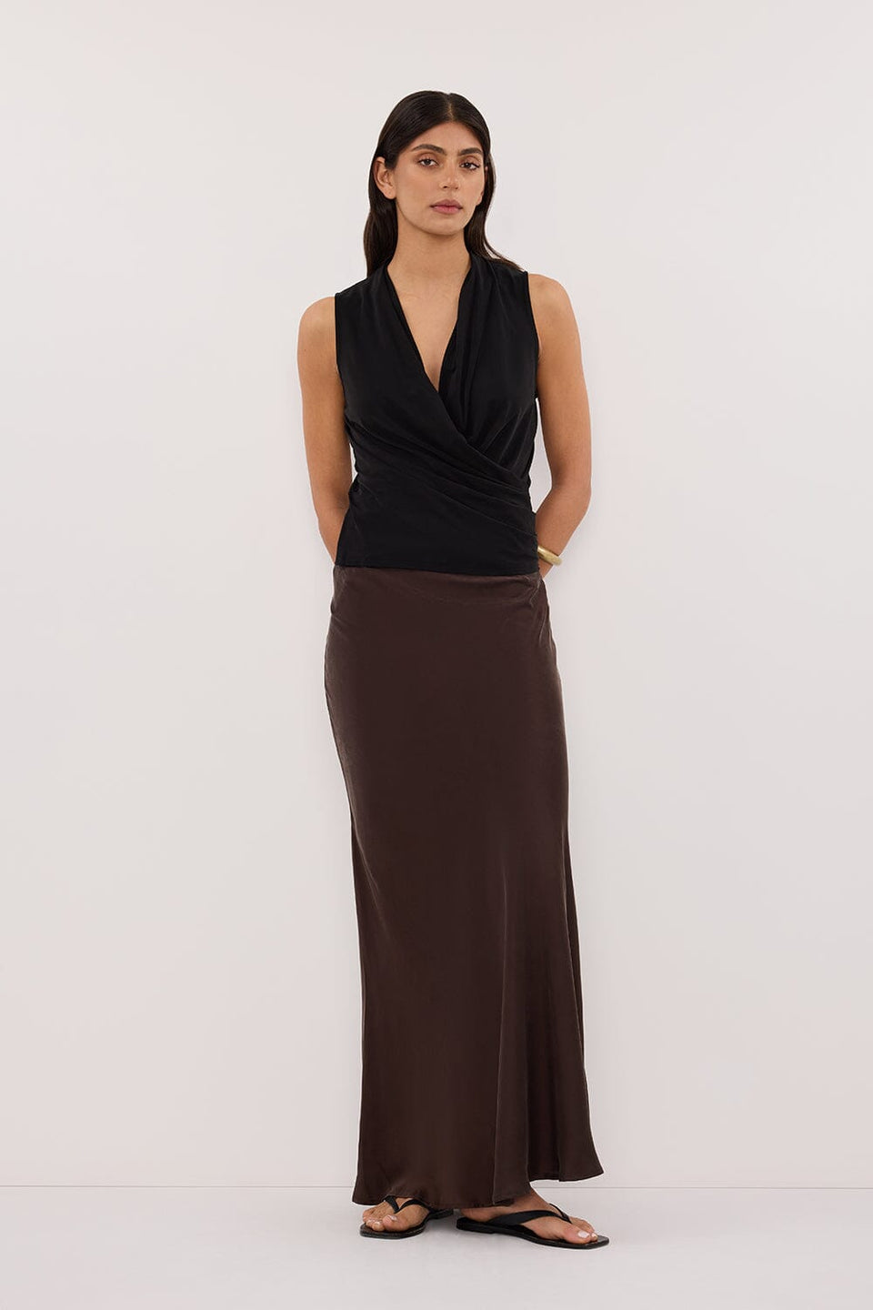 FELICITY BLACK SLEEVELESS WRAP TOP Clothing DISSH Boutiques 