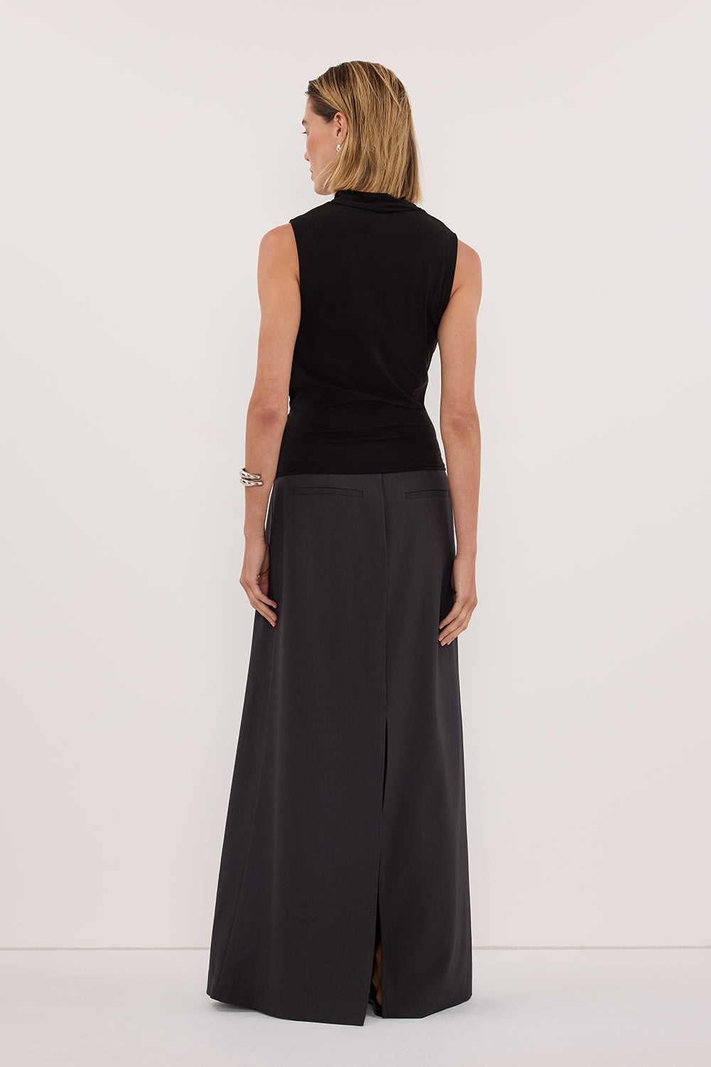 FELICITY BLACK SLEEVELESS WRAP TOP