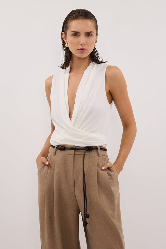 FELICITY OFF WHITE S/LESS WRAP TOP | Dissh