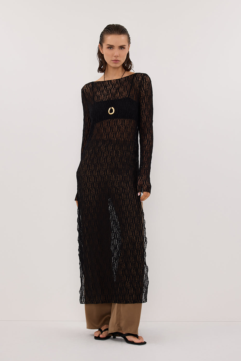 LIZZIE BLACK BOAT NECK TUNIC TOP Clothing DISSH Boutiques 