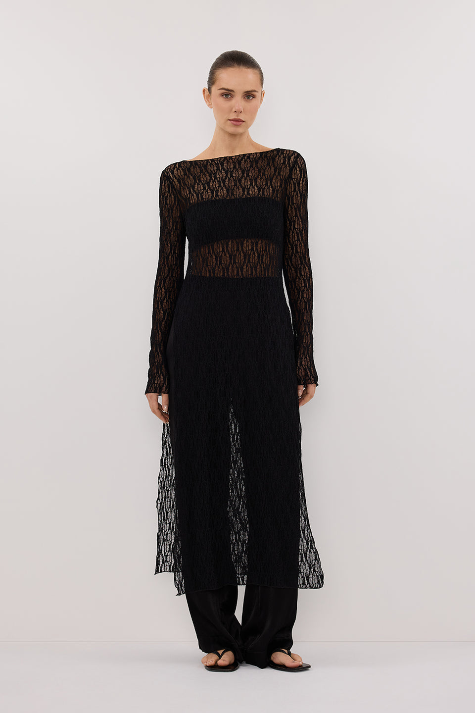LIZZIE BLACK BOAT NECK TUNIC TOP Clothing DISSH Boutiques 