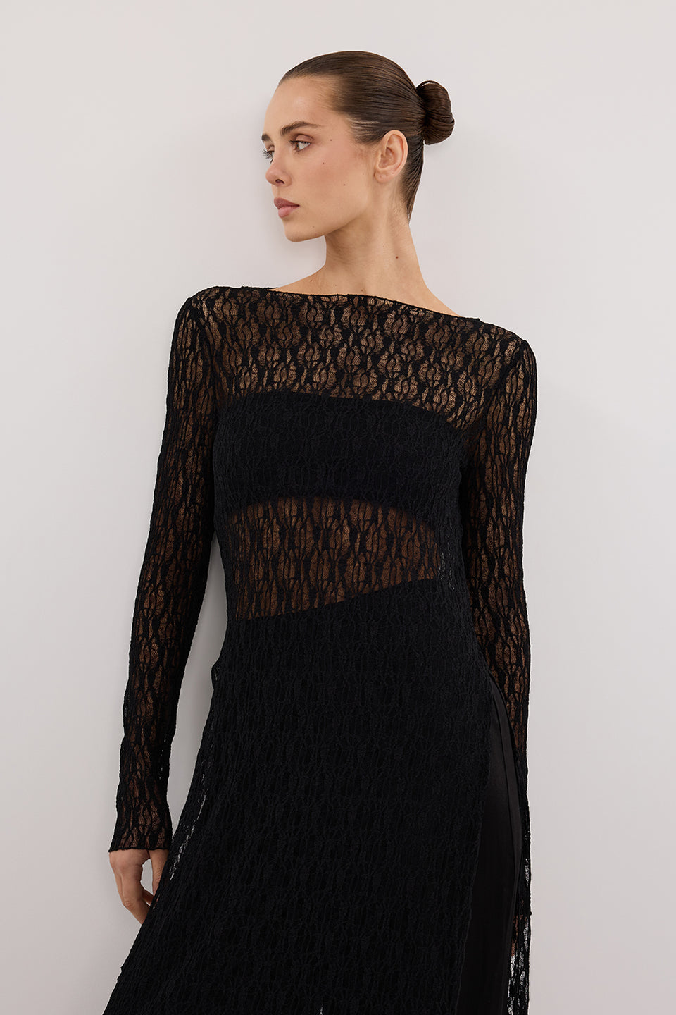 LIZZIE BLACK BOAT NECK TUNIC TOP Clothing DISSH Boutiques 