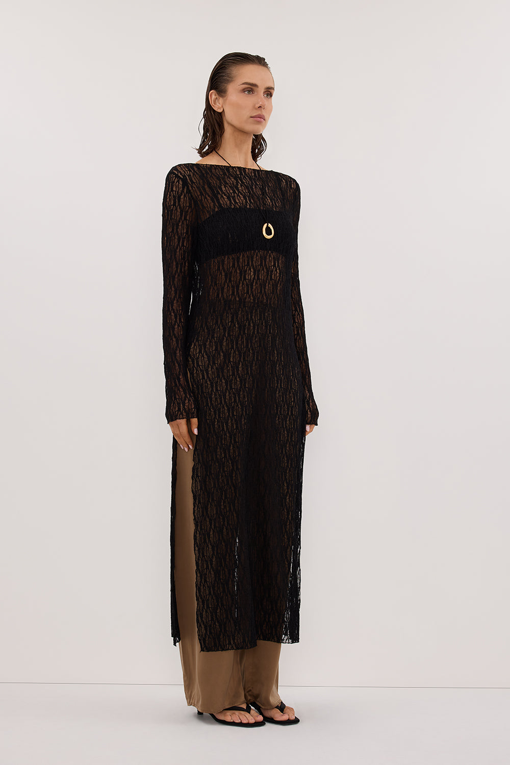 LIZZIE BLACK BOAT NECK TUNIC TOP Clothing DISSH Boutiques 