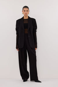 MAE BLACK MESH SPOT LONG SLEEVE TOP