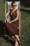 MAGNOLIA CHOC SLEEVELESS RUCHED TOP
