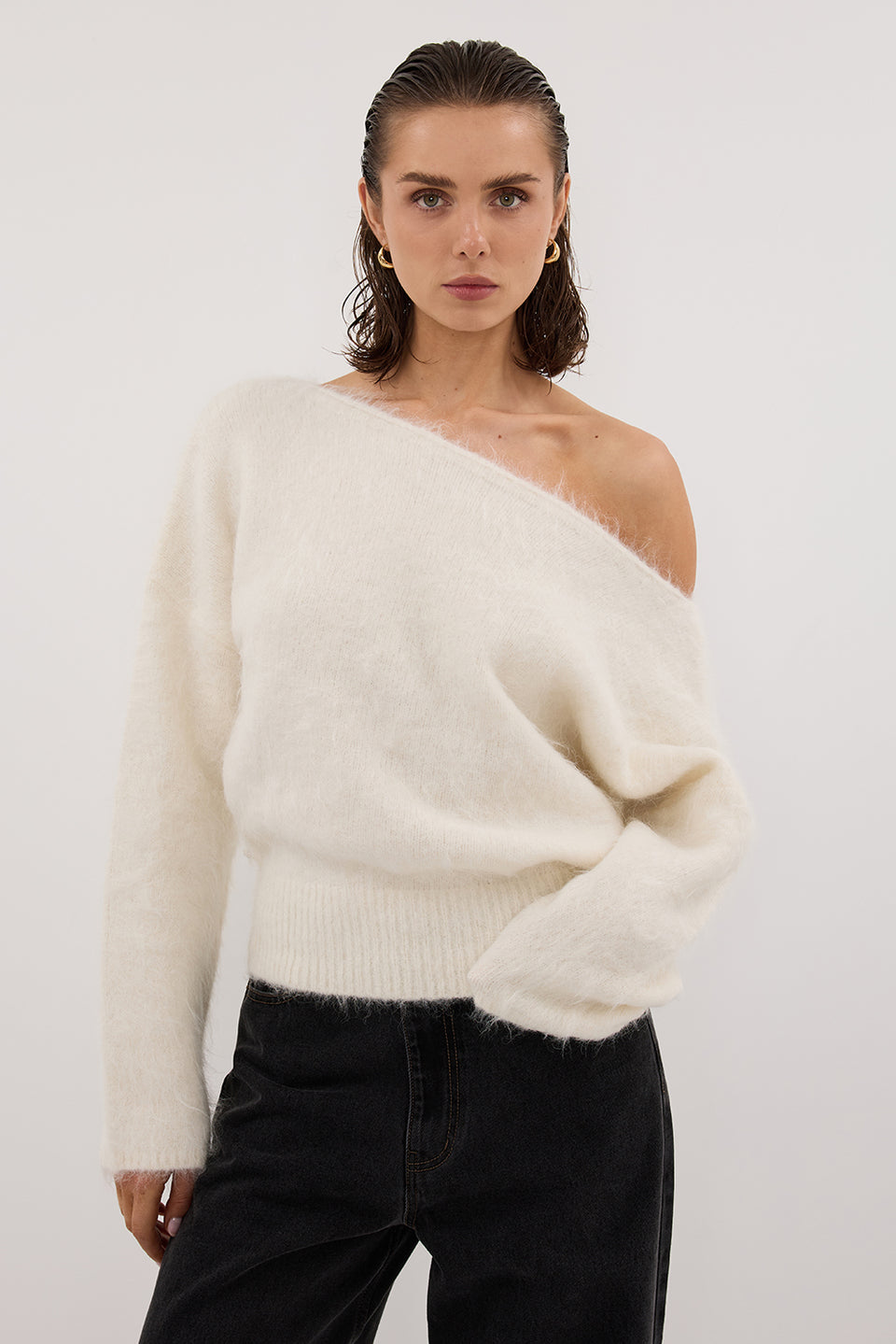 SALMA IVORY ASYM KNIT JUMPER Clothing DISSH Boutiques 