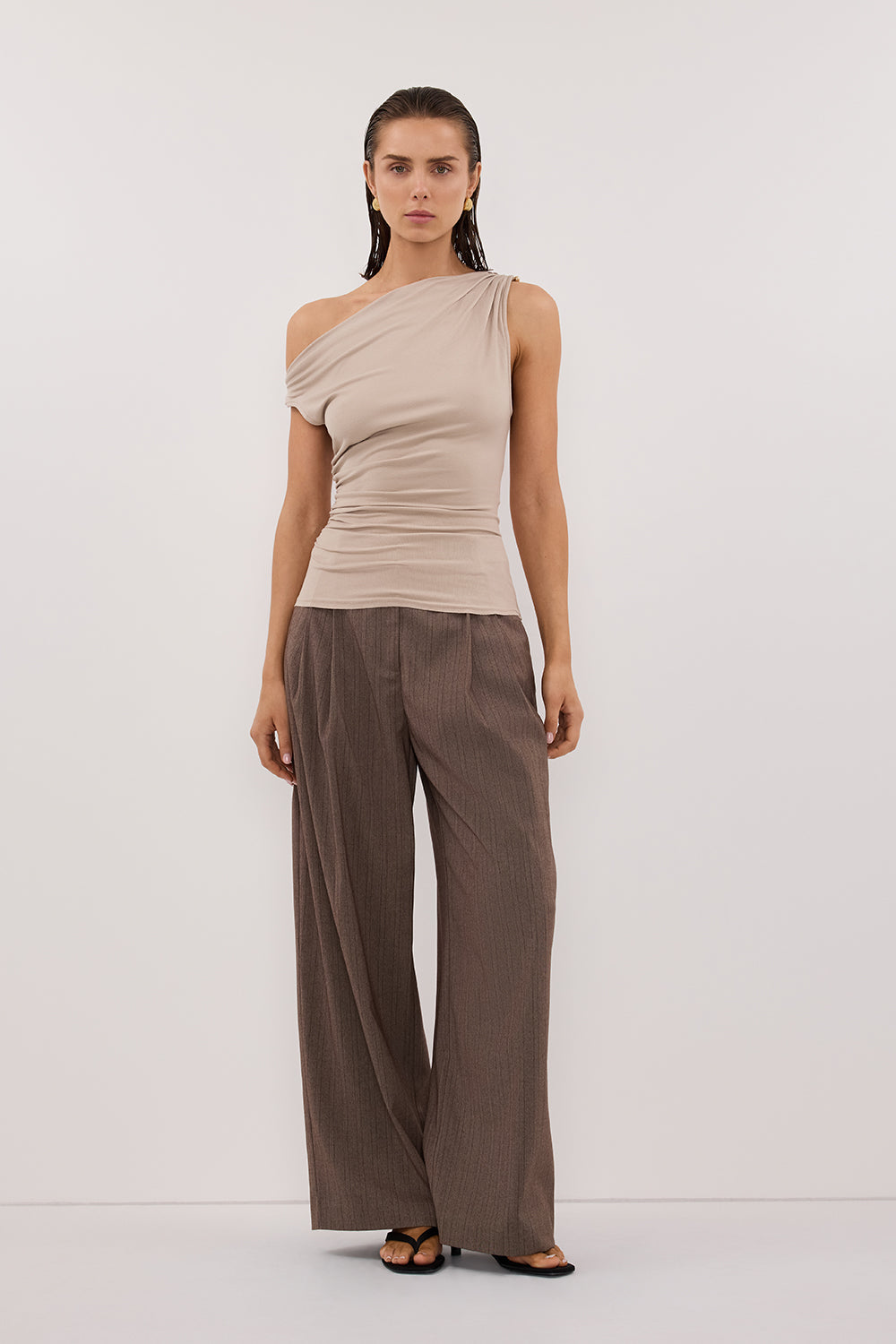 INEZ STONE ASYM KNIT TOP Clothing DISSH Boutiques XS STONE 