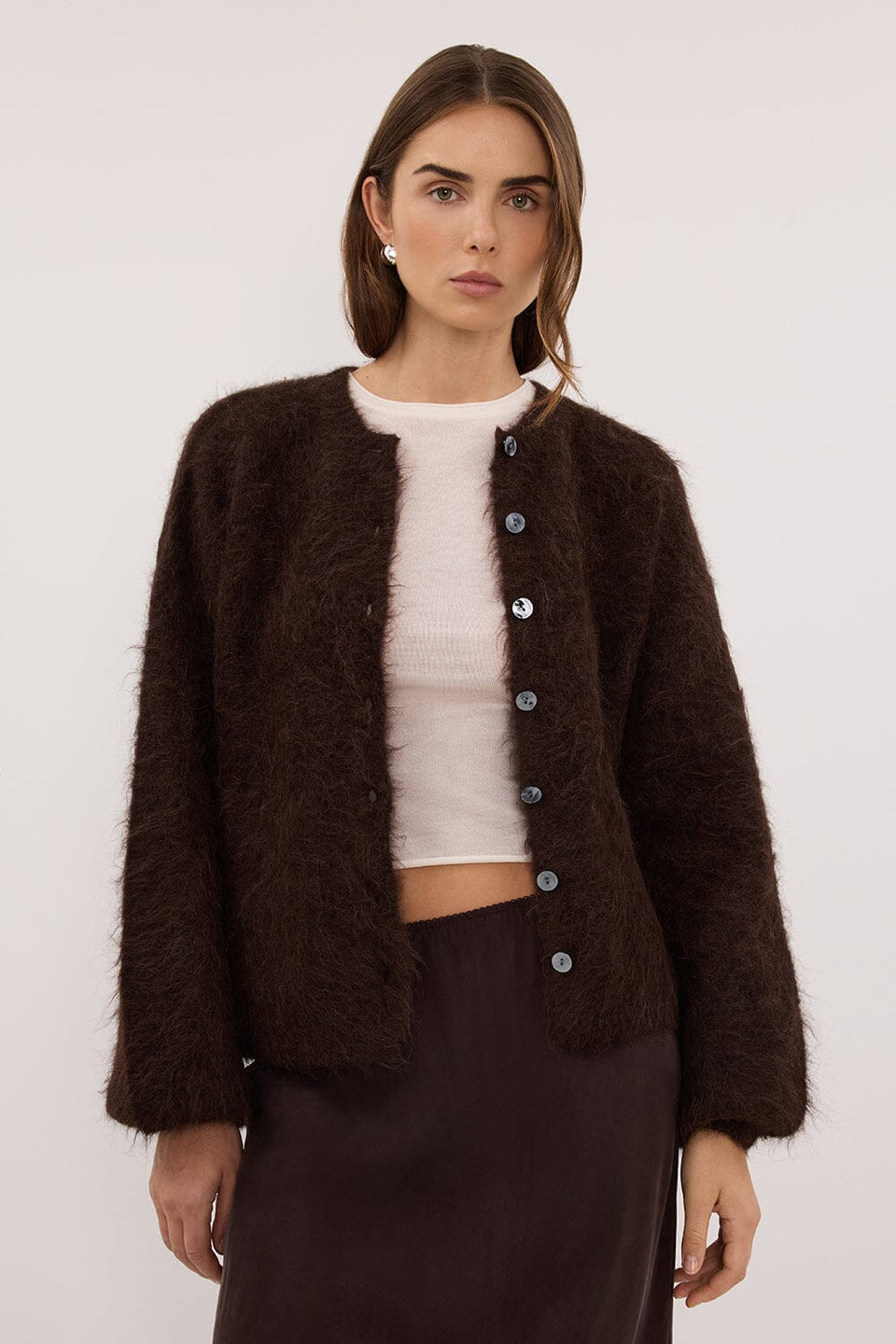 SALMA CHOC KNIT CARDIGAN