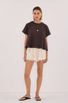 TATUM BITTER CHOC SHORT SLEEVE COTTON TEE