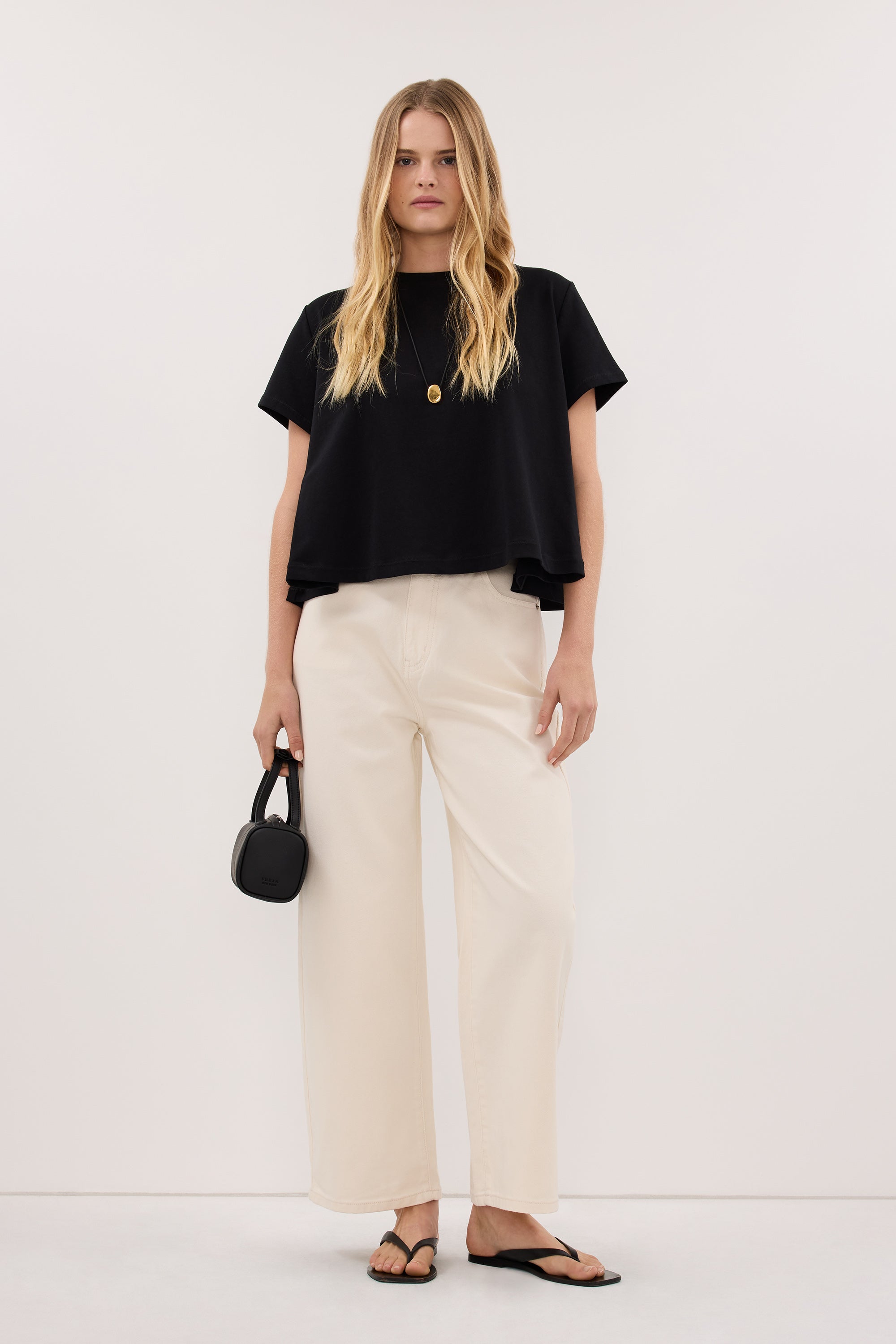 TATUM BLACK SHORT SLEEVE COTTON TEE