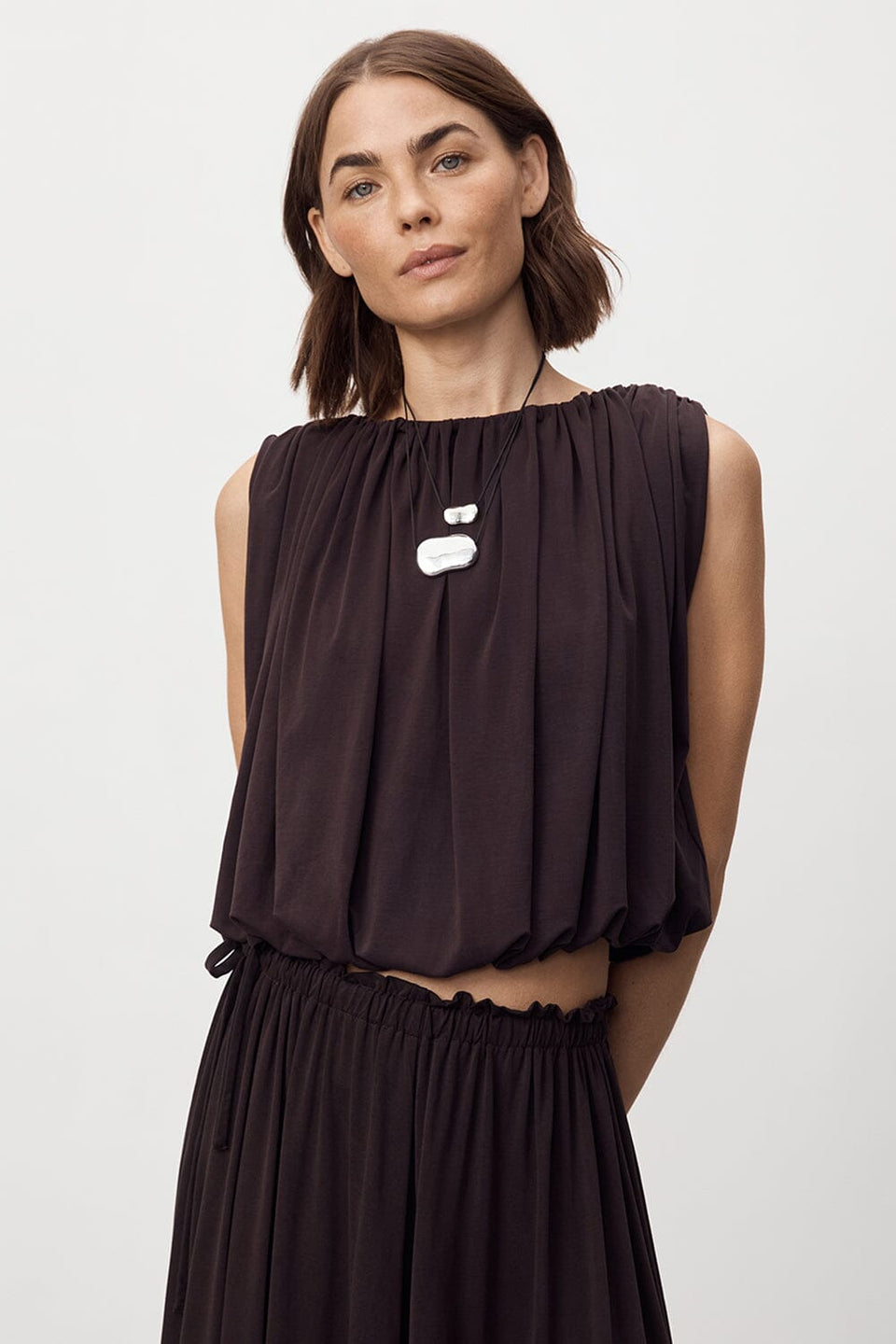 AVA BURNT CHOC SLEEVELESS MODAL BLEND TOP Clothing DISSH Boutiques XXS BURNT CHOC 