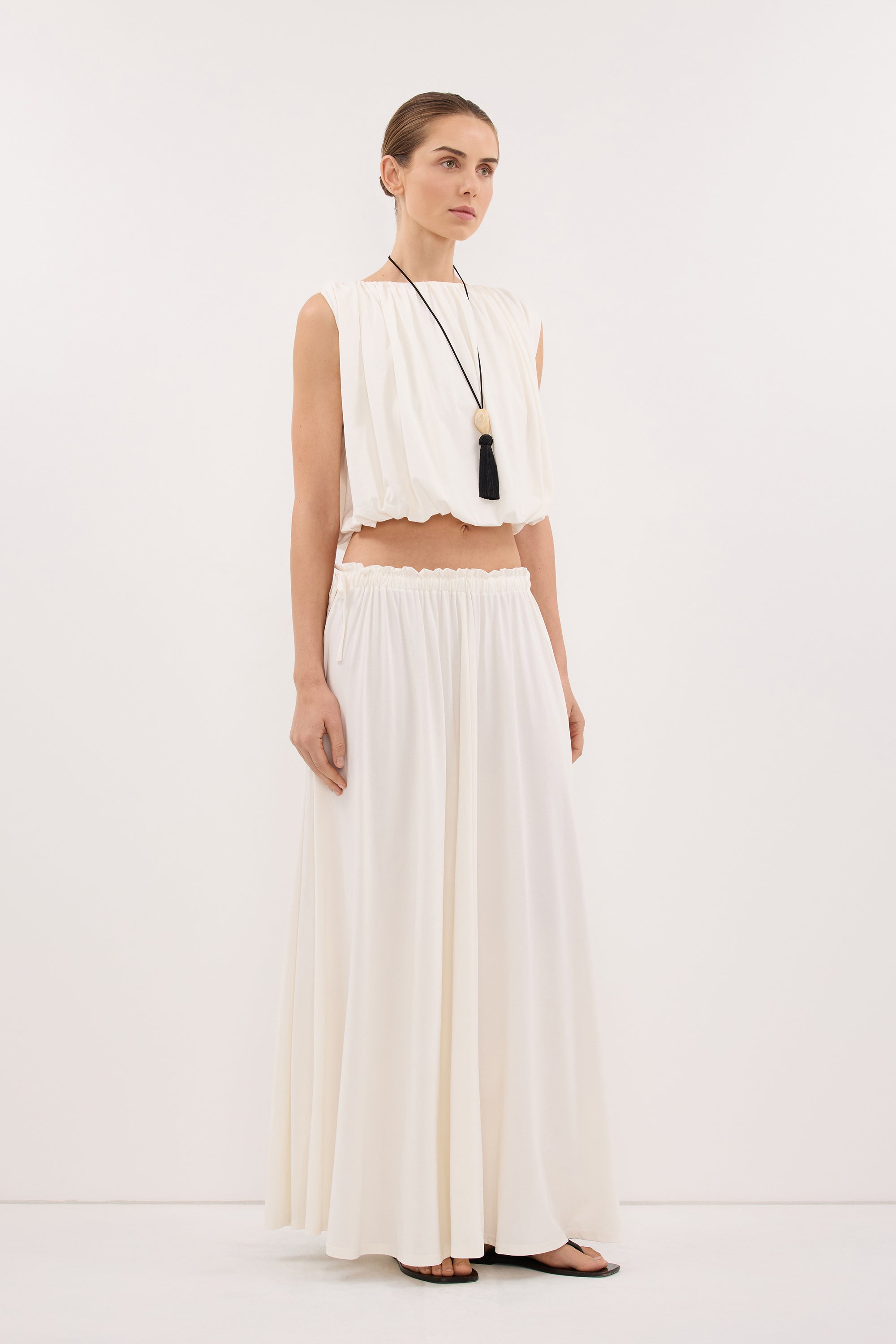 AVA OFF WHITE SLEEVELESS MODAL BLEND TOP
