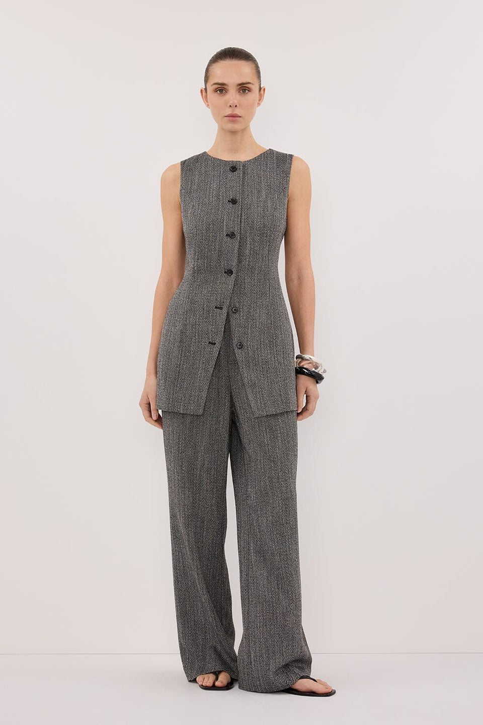 MANHATTAN CHARCOAL TWEED TUNIC VEST Clothing DISSH Boutiques 