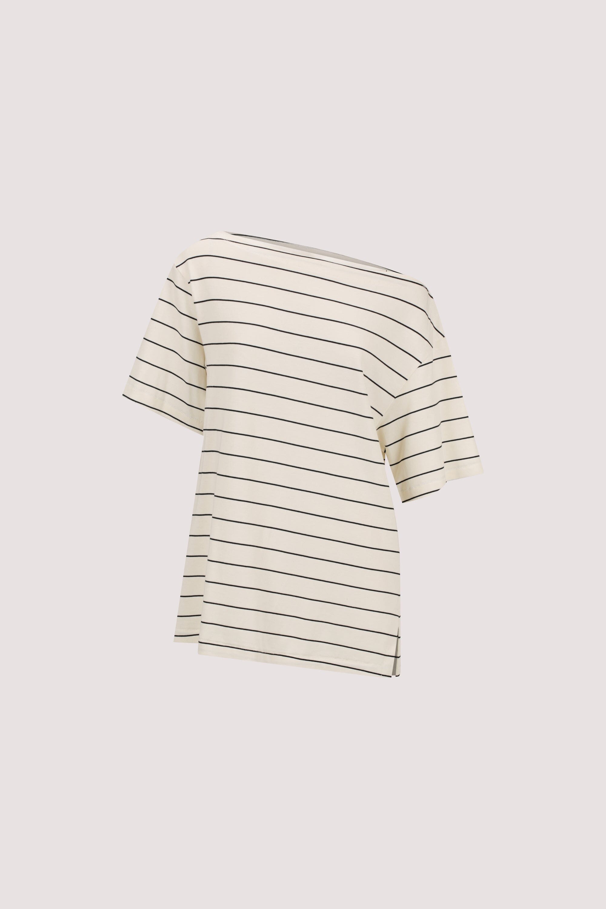 ESME OFF WHITE STRIPE ASYM TEE Clothing DISSH Boutiques 