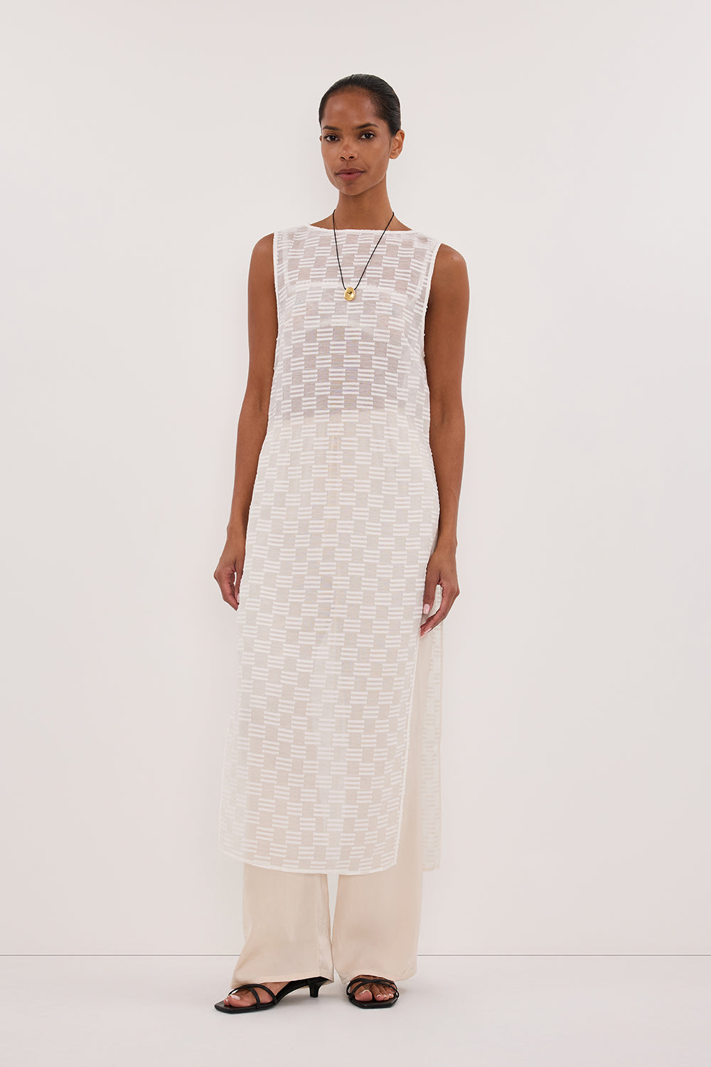 ELBA WHITE SHEER TUNIC TOP Clothing DISSH Boutiques 6 WHITE 
