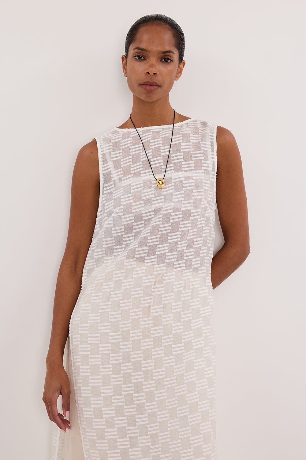 ELBA WHITE SHEER TUNIC TOP Clothing DISSH Boutiques 