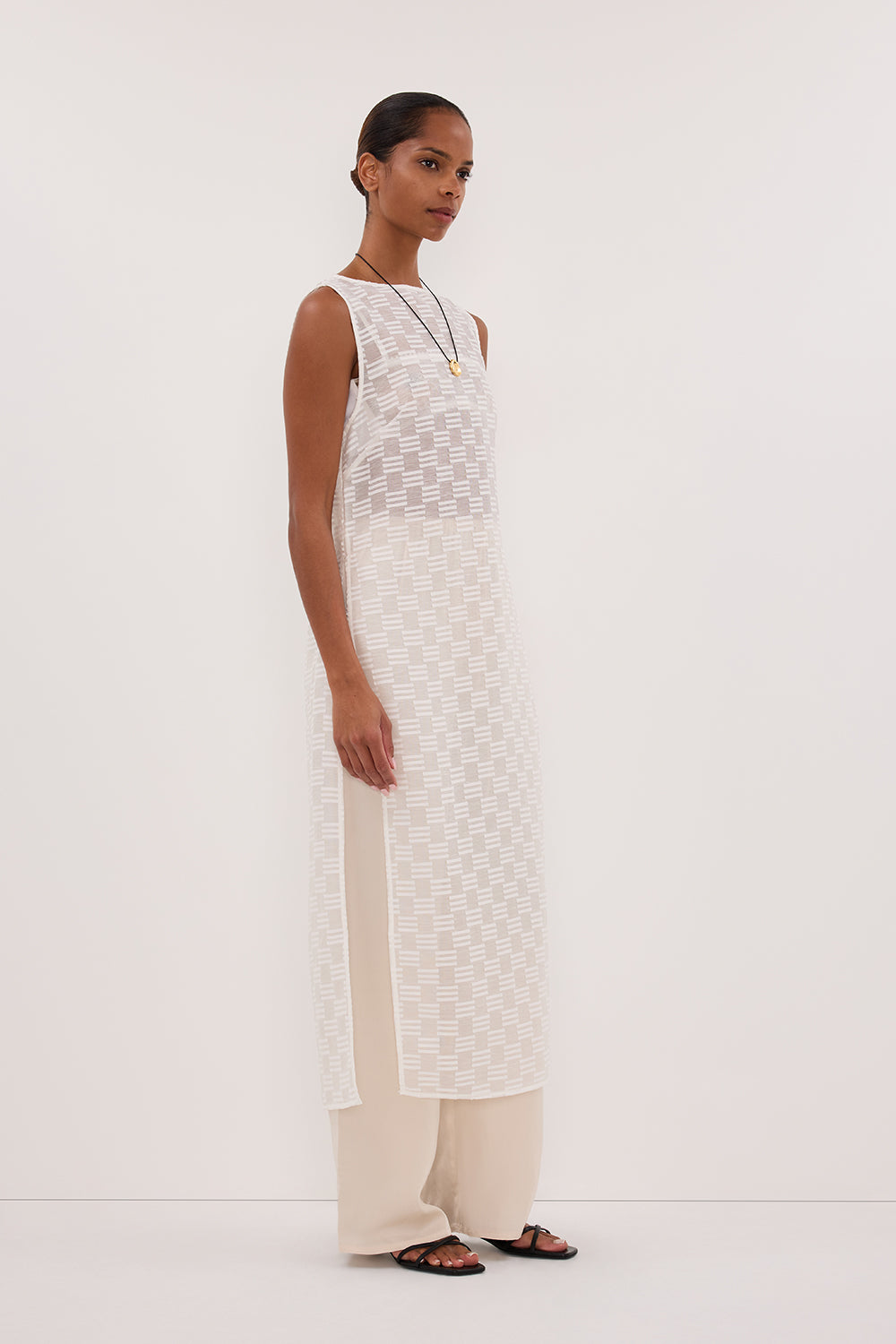 ELBA WHITE SHEER TUNIC TOP Clothing DISSH Boutiques 