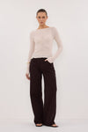 LILY STONE LONG SLEEVE BOAT NECK TEXTURED TOP