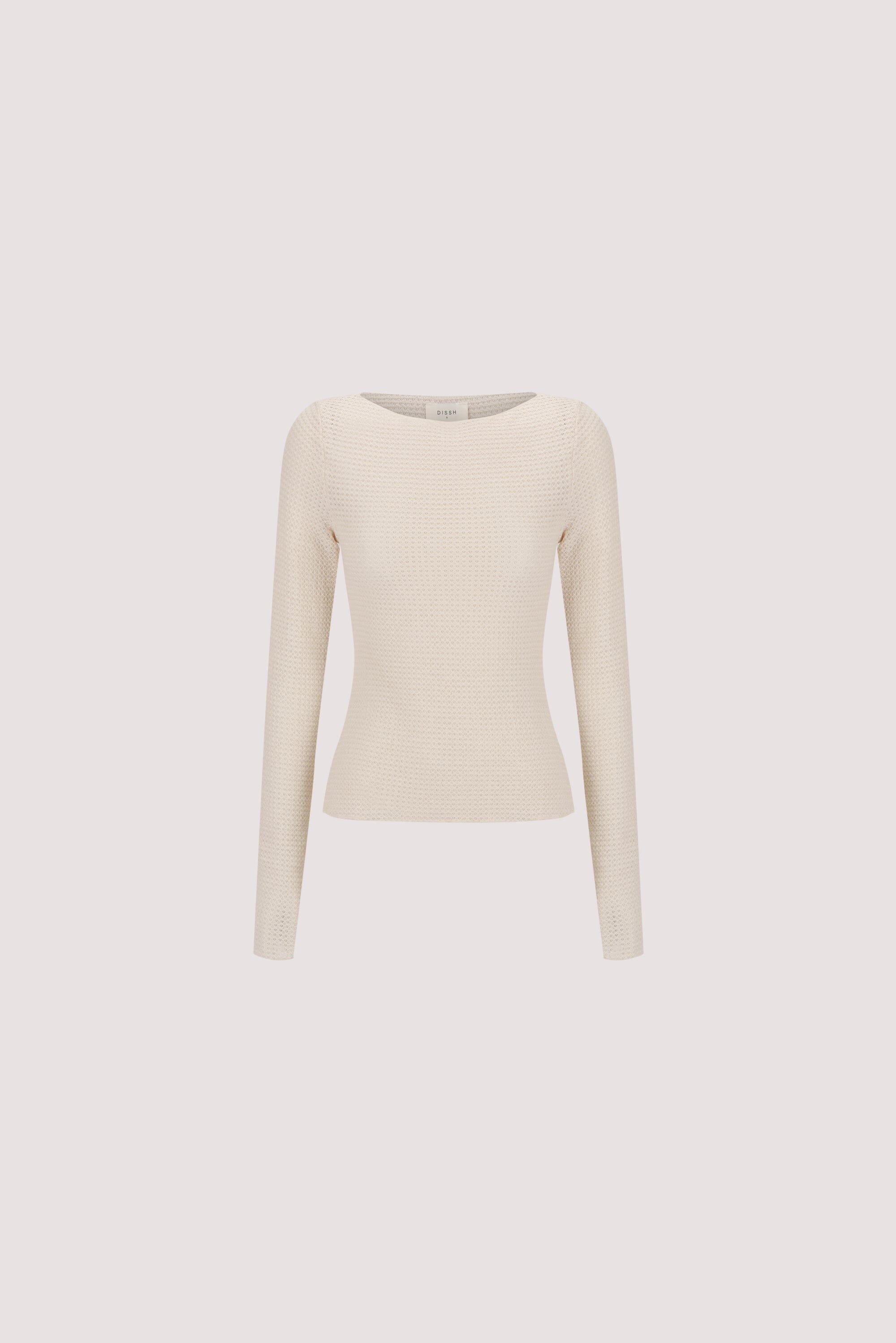 LILY STONE LONG SLEEVE BOAT NECK TEXTURED TOP