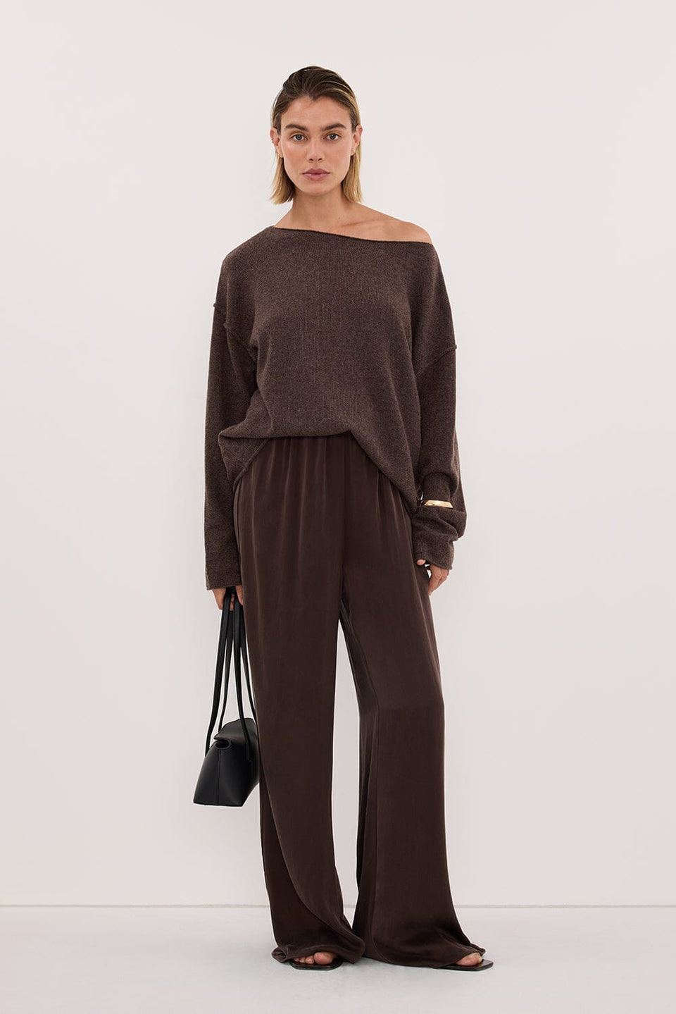 TESS CHOC MARLE BOATNECK KNIT JUMPER Clothing DISSH Boutiques 