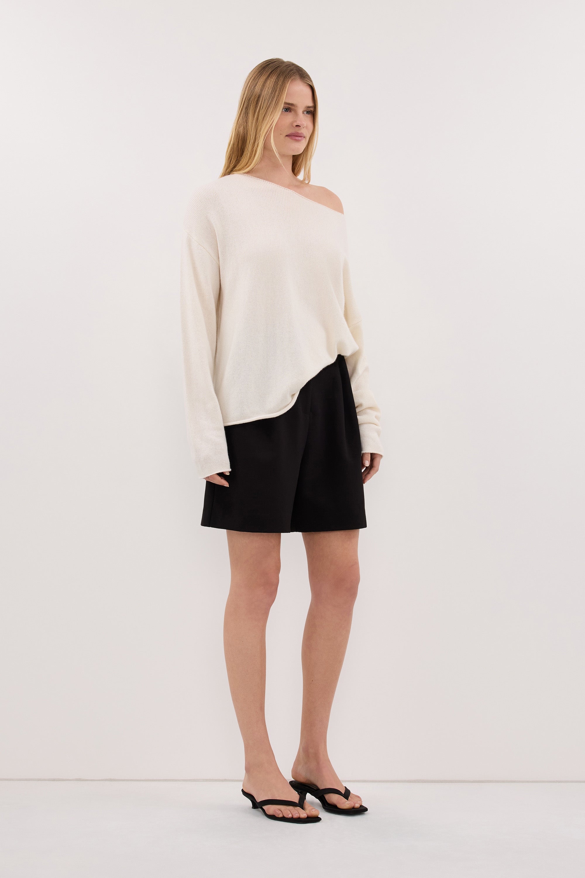 TESS IVORY BOATNECK KNIT JUMPER