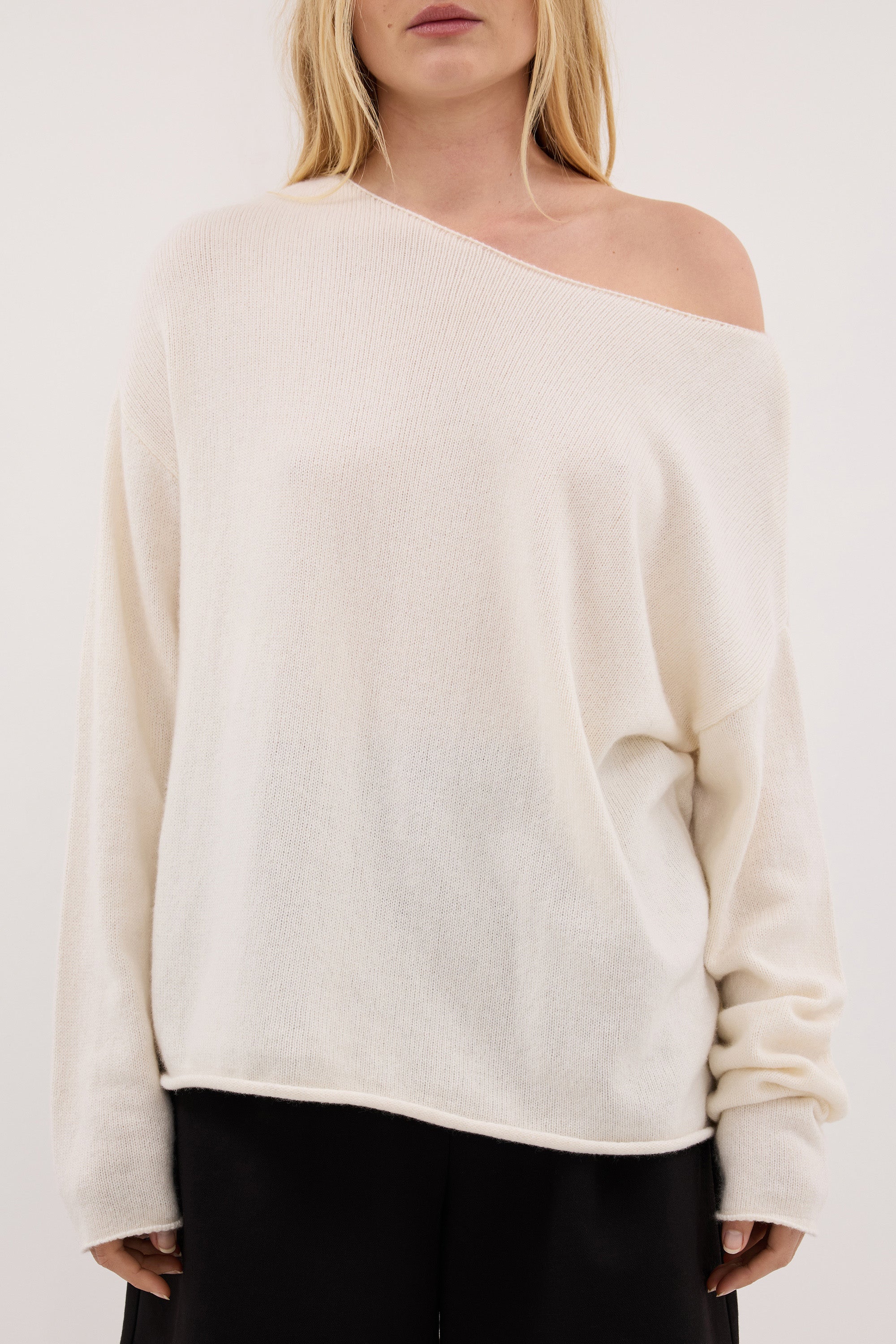 TESS IVORY BOATNECK KNIT JUMPER