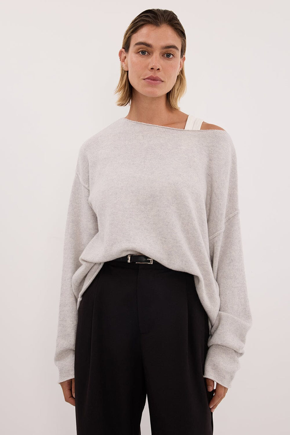 TESS SILVER BOATNECK KNIT JUMPER Clothing DISSH Boutiques 