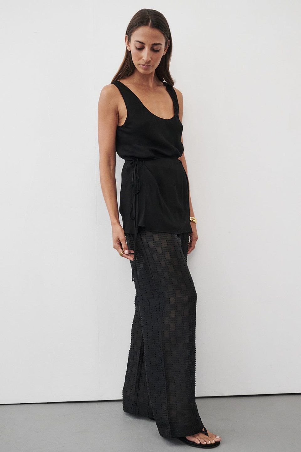 ELBA BLACK SHEER CHECK PANTS Clothing DISSH Boutiques 