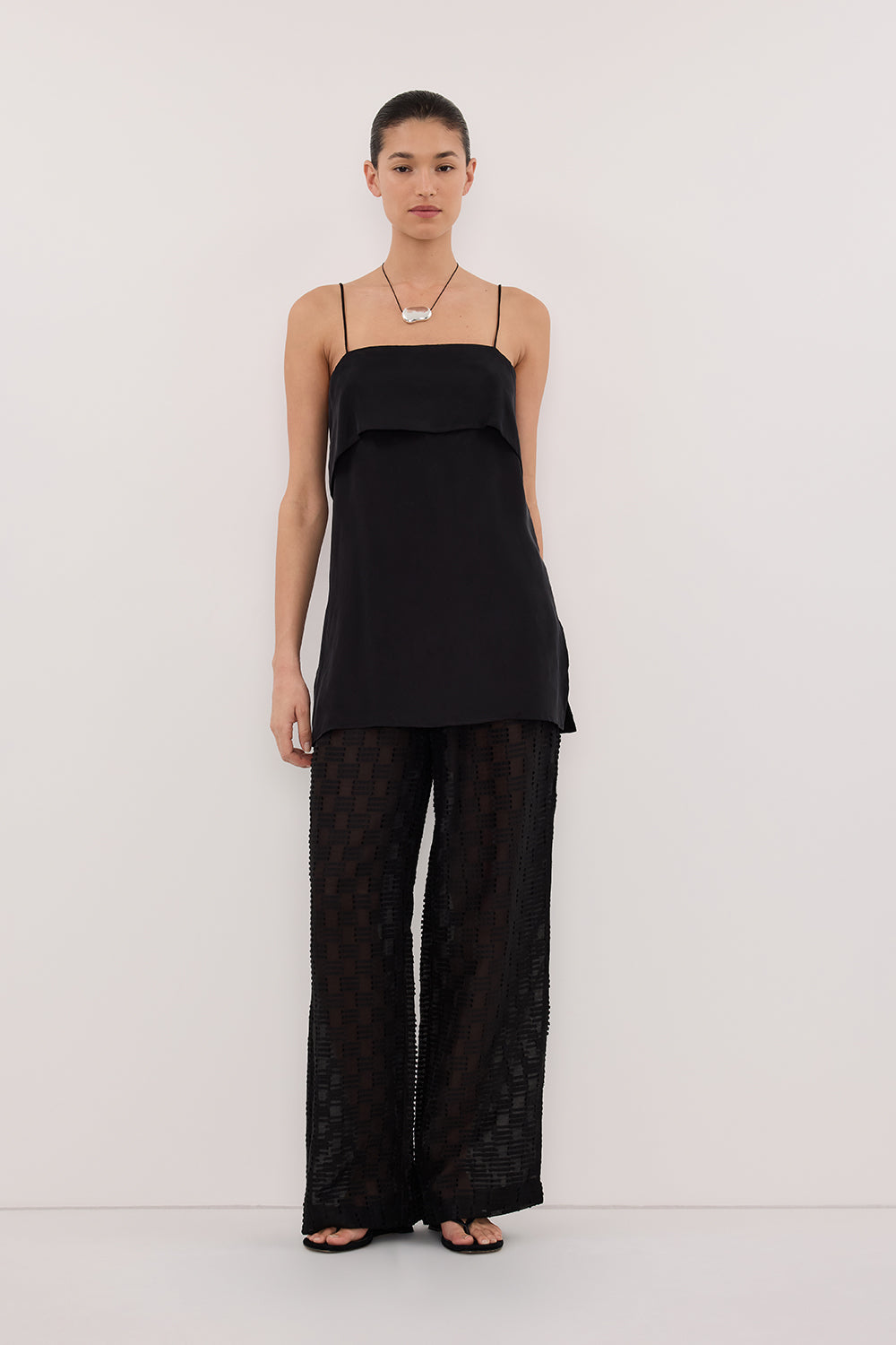 ELBA BLACK SHEER CHECK PANTS Clothing DISSH Boutiques 