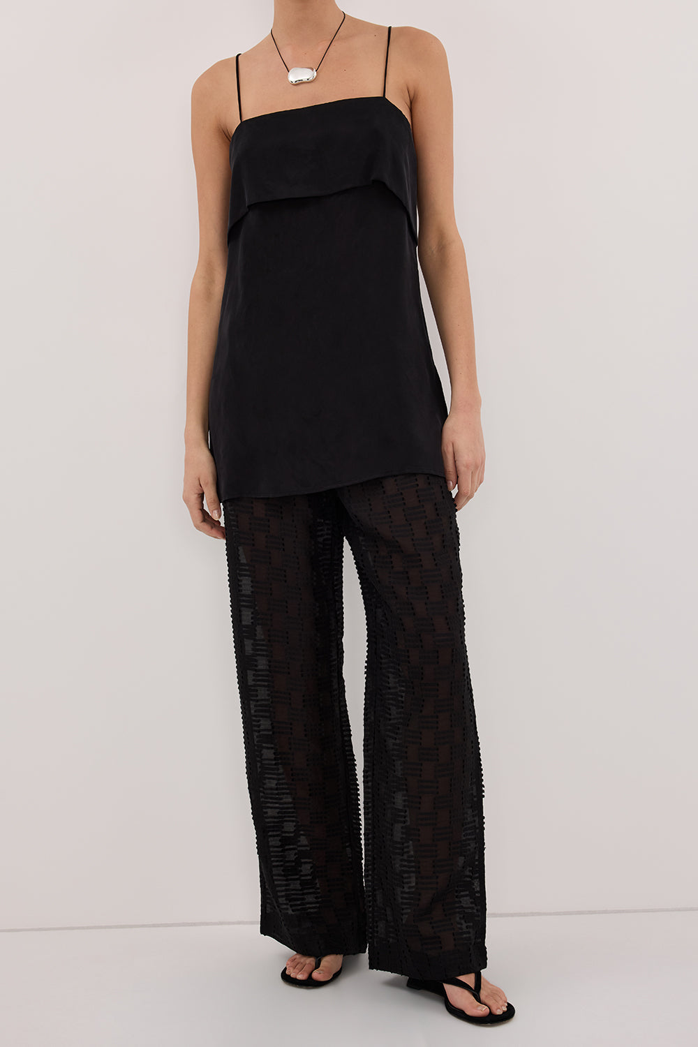 ELBA BLACK SHEER CHECK PANTS Clothing DISSH Boutiques 